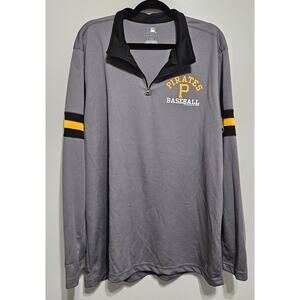 Men's Pittsburgh Pirates MLB Baseball LS Quarter Zip Gray Black Yellow Size XL